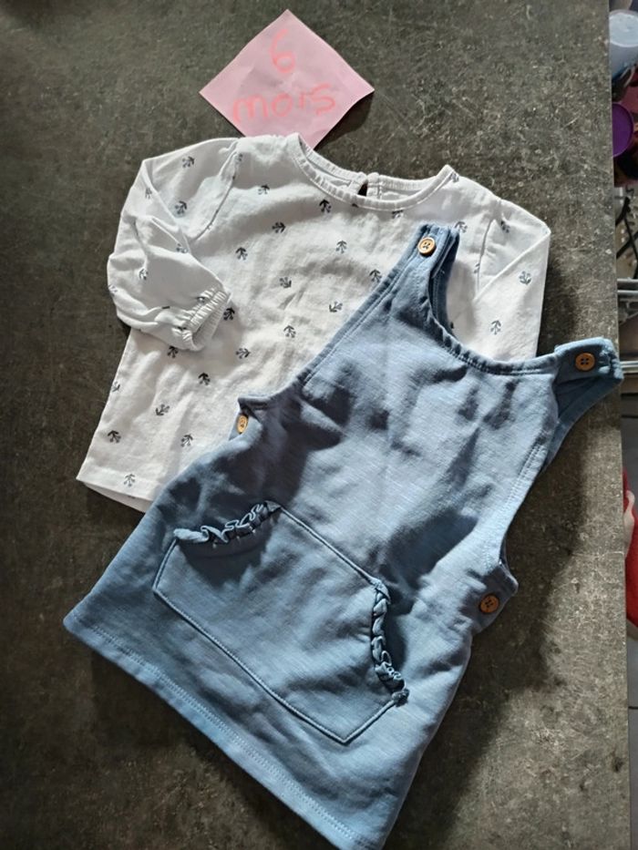 Ensemble robe salopette bleue 6 mois - photo numéro 4