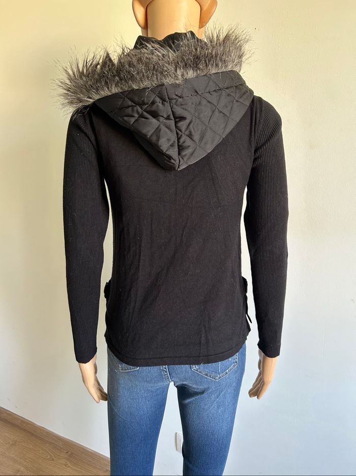 Veste noire bi matière avec capuche Morgan taille S jamais portée - photo numéro 5