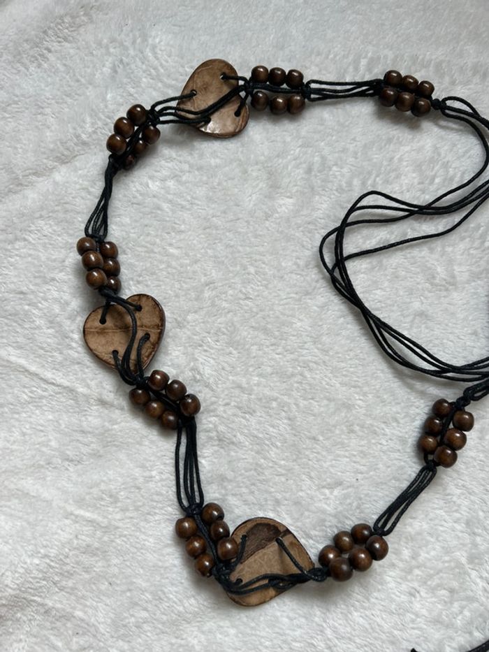 Ceinture de taille perles coeurs bois y2k trending - Taille ajustable - photo numéro 4