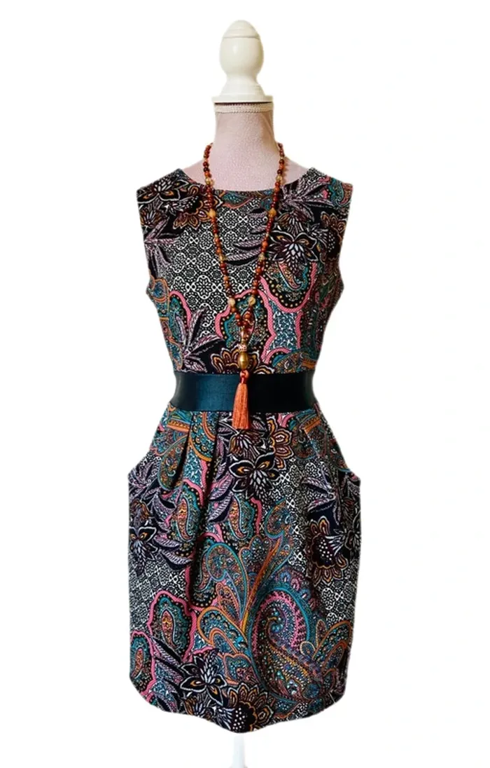 🧡🍁Robe vintage italien S/M folk romantique motif cachemire ethnic chic paisley dress 🍁🧡 - photo numéro 3