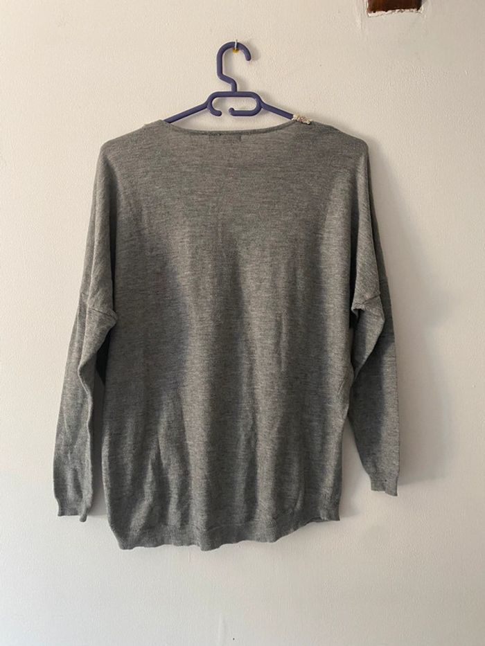 Pull femme gris à col V Taille M - photo numéro 2