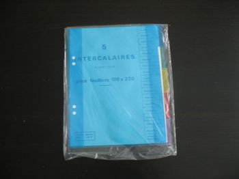 1 PAQUET DE 5 INTERCALAIRES - 17 x 22 CM - NEUF - n°56