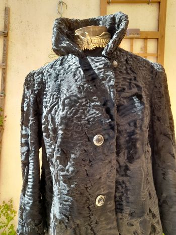 VINTAGE fourrure véritable authentique Astrakan manteau veste hiver chaud luxe chic y2k b2b 