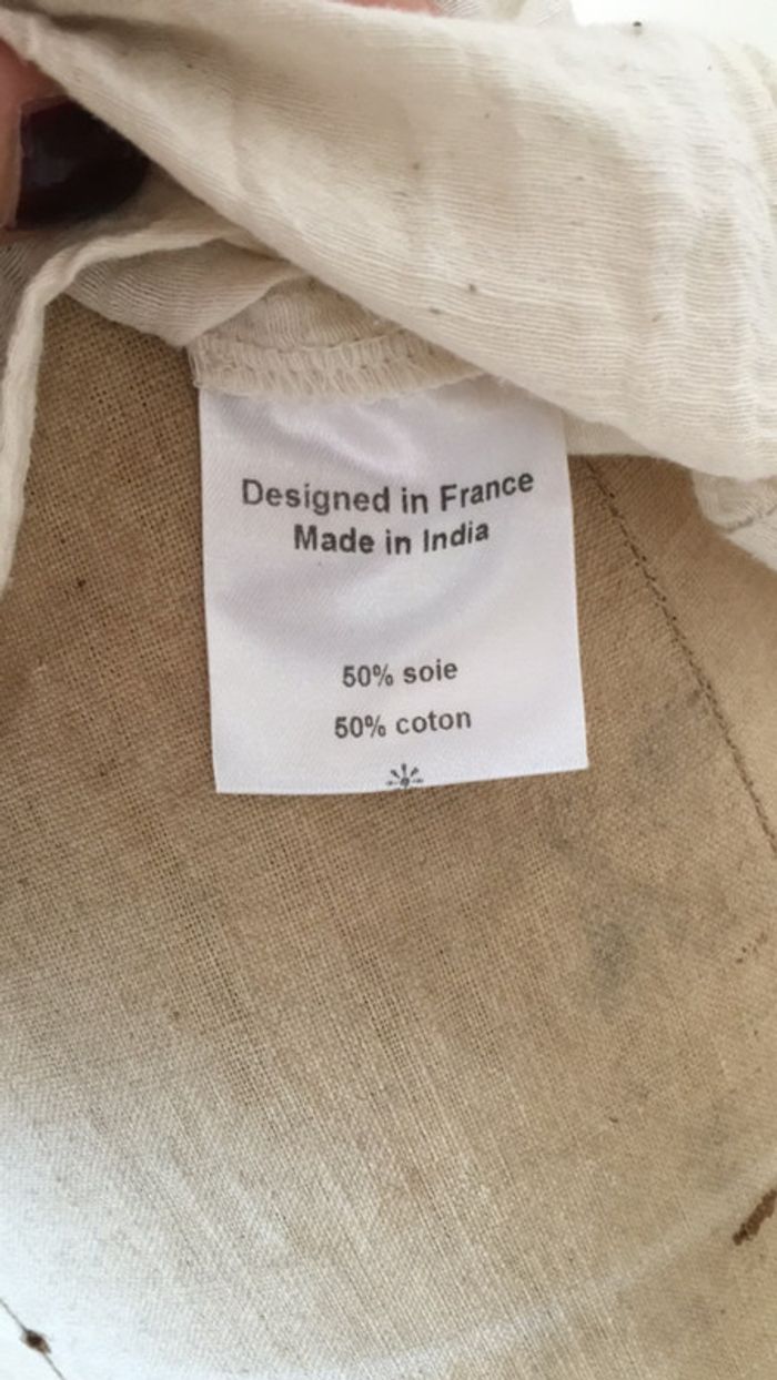 Petit haut blanc dentelle col rond taille S en soie et coton - photo numéro 5