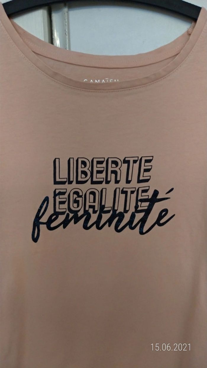 T-shirt manches courtes rose pâle / abricot - photo numéro 2