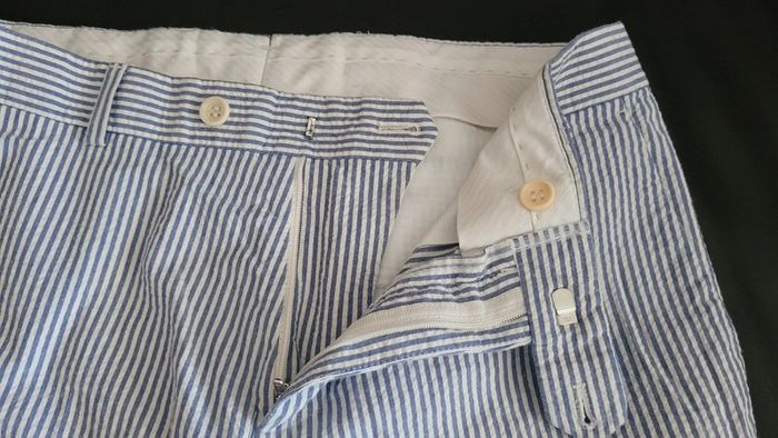 Bermuda short golf homme rayures bleu blanc - photo numéro 3