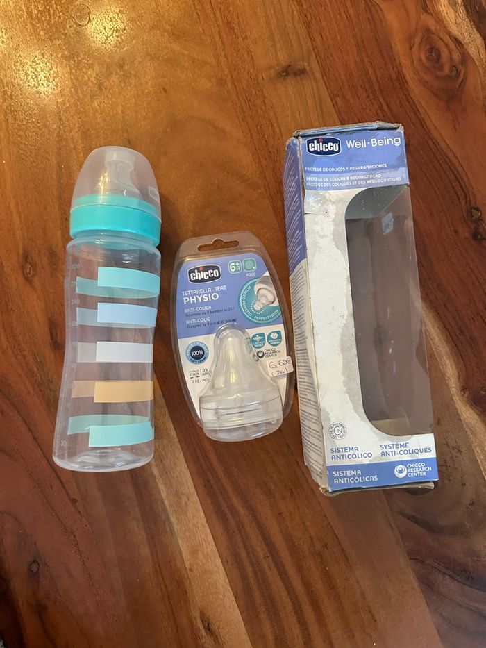 Biberon CHICCO neuf + 2 tétines compatible - photo numéro 2