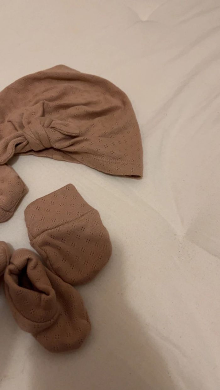 Lot turban moufle et chaussons - photo numéro 3