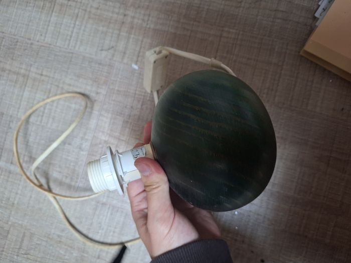 Lampes chevet verte en bois ronde - photo numéro 5