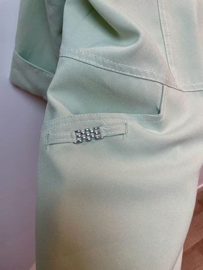 Veste chemise longue unie vert pastel manches 3/4 Afibel taille 42 - photo numéro 5