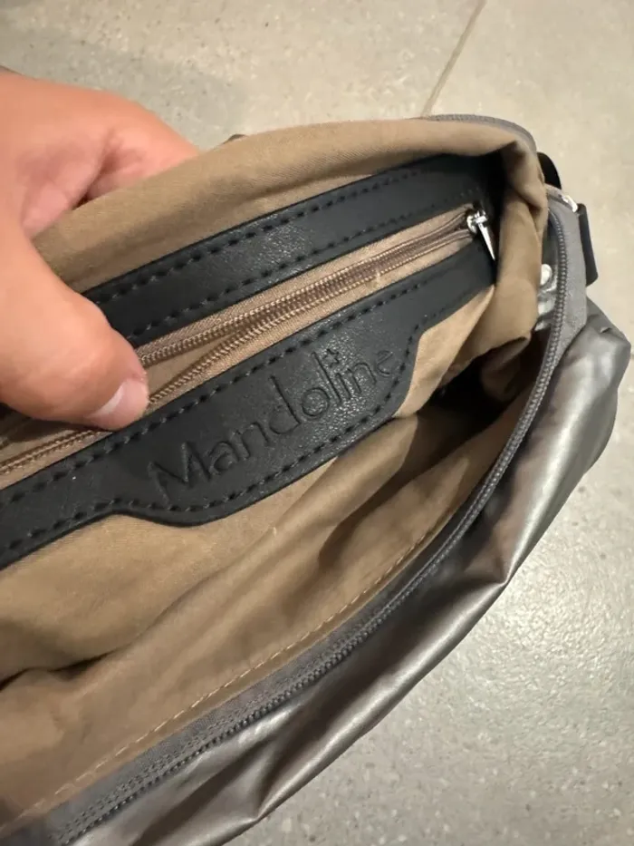Sac à bandoulière gris Mandoline, bon état 27*22cm - photo numéro 7