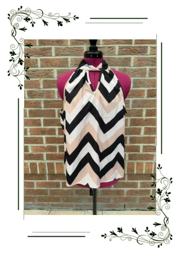 SHEIN Clasi Blouse à chevron ras-du-cou