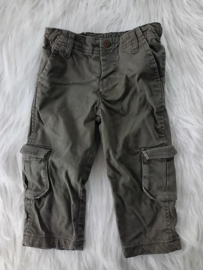Pantalon cargo kaki/anthracite 12mois N*0514