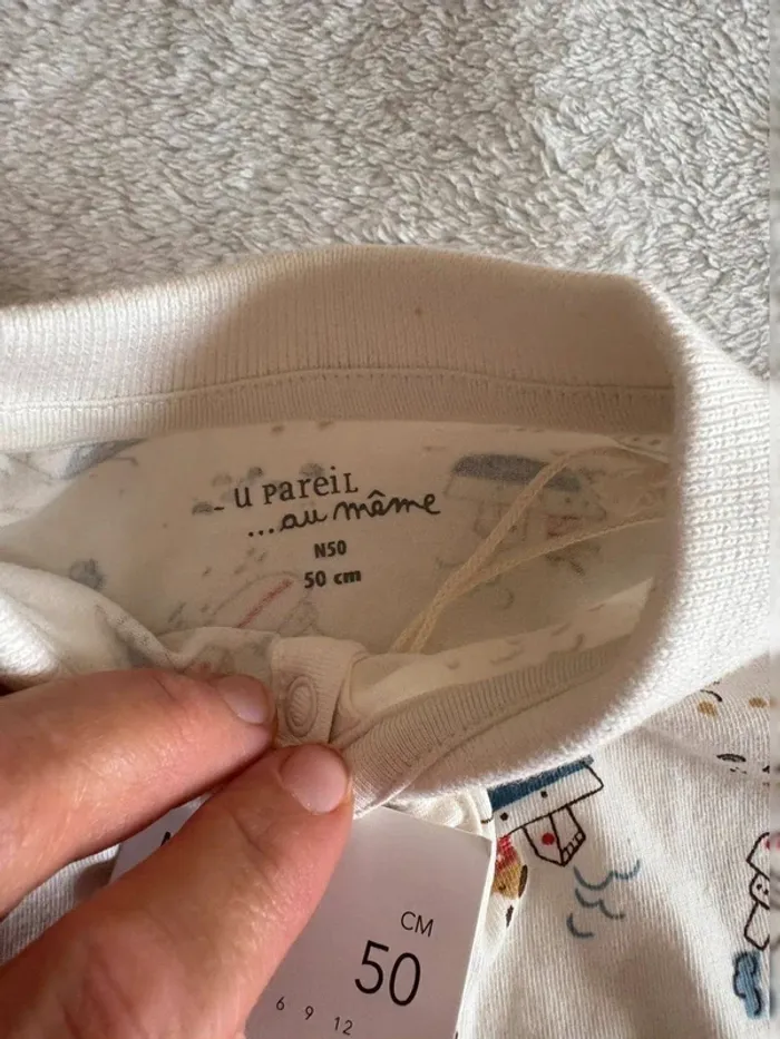 Pyjama naissance “Petits Bateaux et Animaux” dpam Taille 50 - photo numéro 4