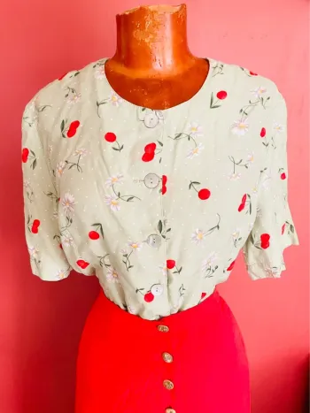Magnifique chemise à manches courtes vintage