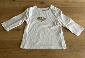 Tee-shirt manches longues Hello pailleté taille 3 mois