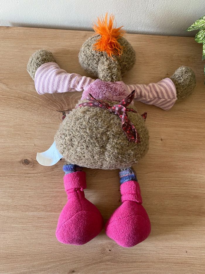 Doudou peluche pou poule beige rose Moulin roty - photo numéro 3