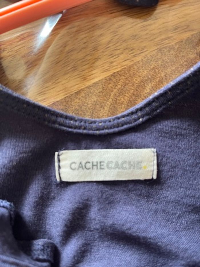 Débardeur femme été Cache Cache bleu et pois jaunes à volants 36/S - photo numéro 3