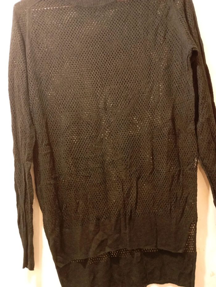 Pull fin maille ajourée noire - photo numéro 3
