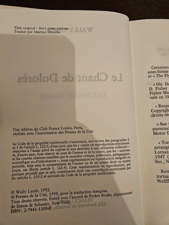 Livre "Le chant de Dolorès" - photo numéro 5