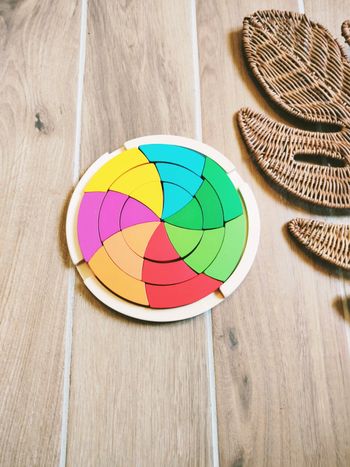 🌈Puzzle roue/cercle chromatique multicolores en bois