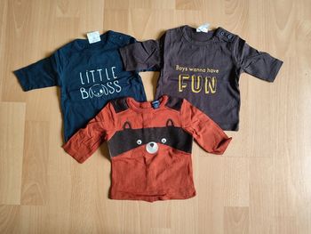 Lot de 3 t-shirts manches longues neufs Kiabi en 1M