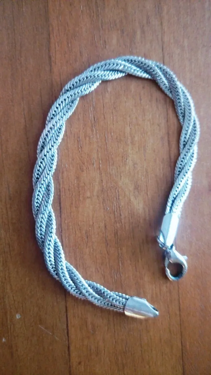Bracelet tressé argenté souple - photo numéro 2