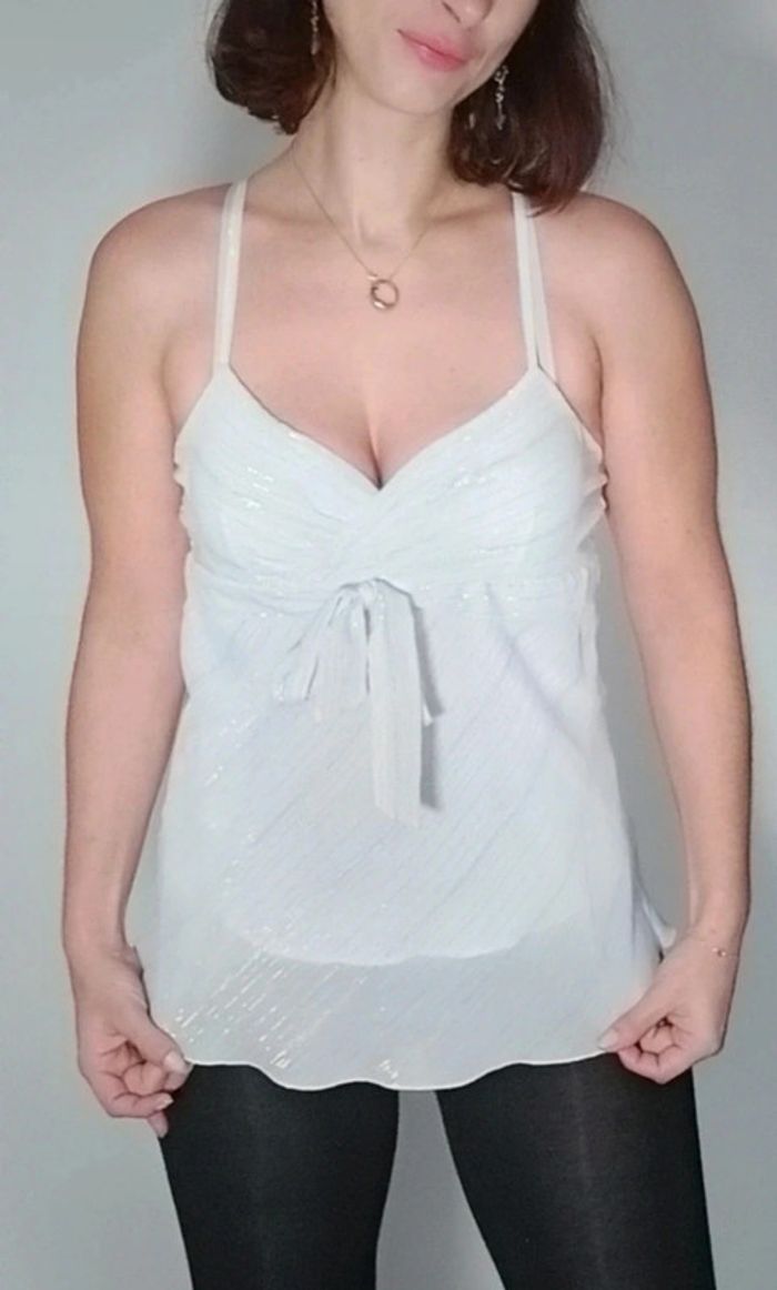 Top blanc décolleté pailleté 42 - photo numéro 6