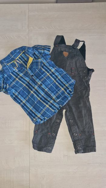 Ensemble chemise manches courtes salopette