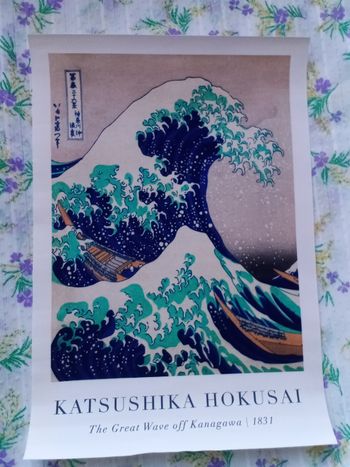 AFFICHE POSTER TOILE A4 VAGUE JAPON