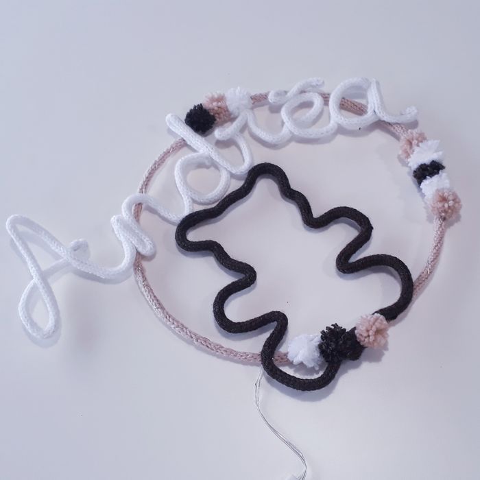 Décoration murale prénom personnalisé tricotin fait main guirlande lumineuse chambre bébé - photo numéro 2