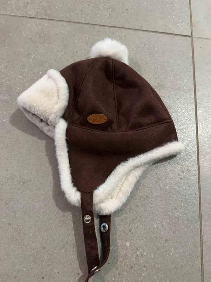 Chapka marron enfant, très bon état, 0/3 mois