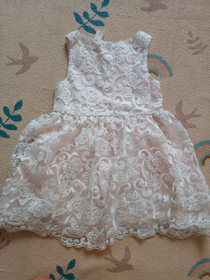 Robe dentelle blanche rose pâle 3 ans - photo numéro 7