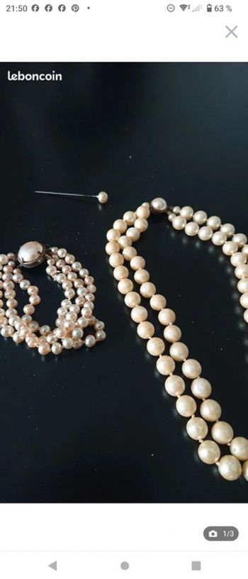 Parure vintage perles crème