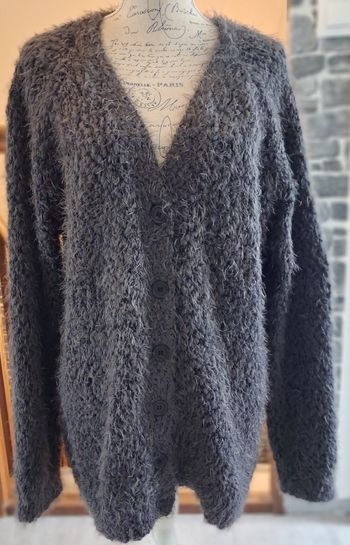 Gilet gris grande taille en bouclette à poils