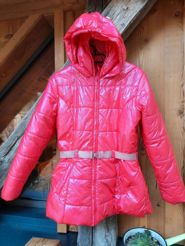 Manteau doudoune longue, ceinture, double capuche, rose brillant 🍭, 13/14 ans (158 cm), Lisa Rose - photo numéro 2