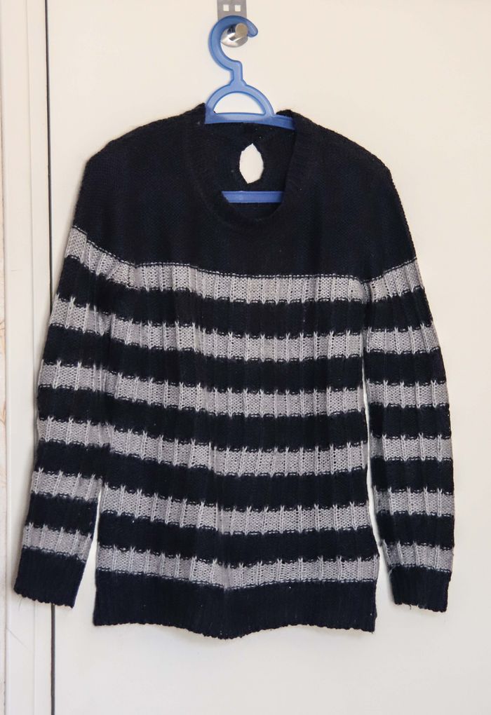 Pull long et large rayé effet tout doux