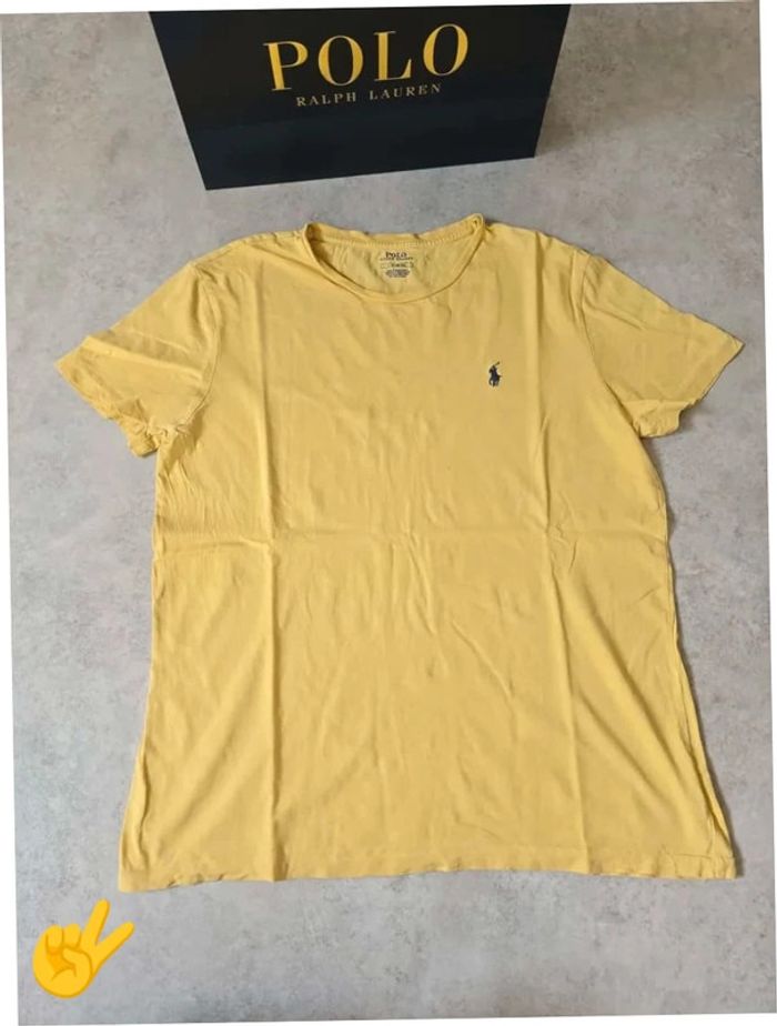T-shirt Ralph Lauren L coupe col rond jaune Homme Men tee8b - photo numéro 4