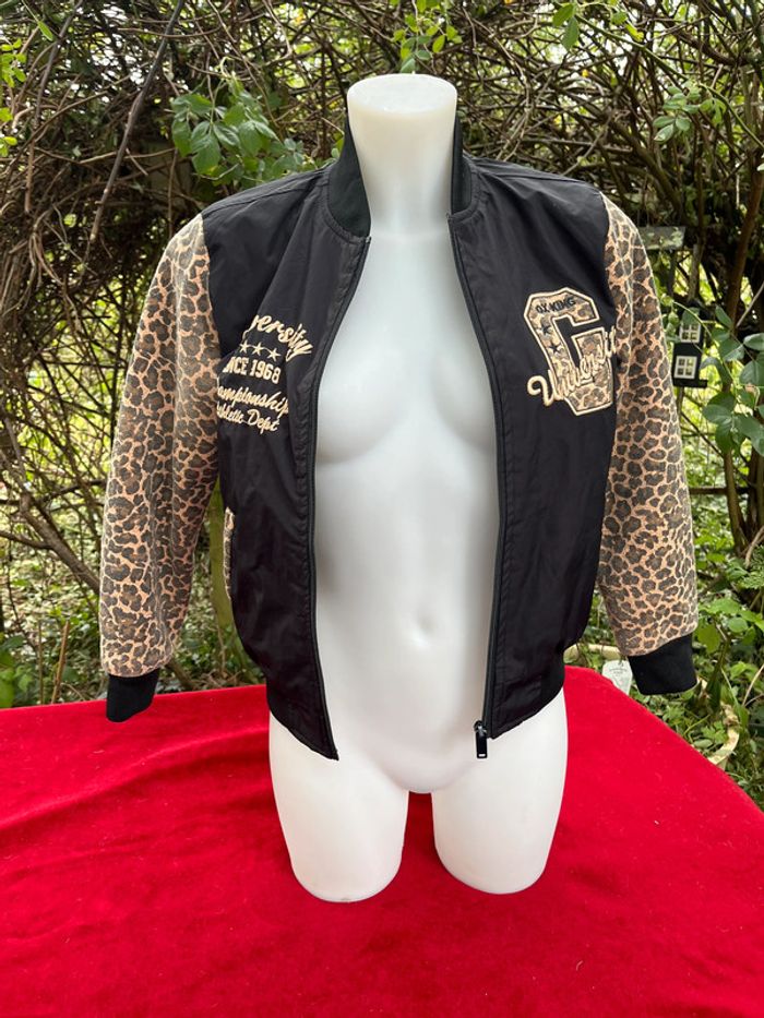 🧥 Blouson / Veste style basket américain  12 ans  Détail façon léopard - photo numéro 4