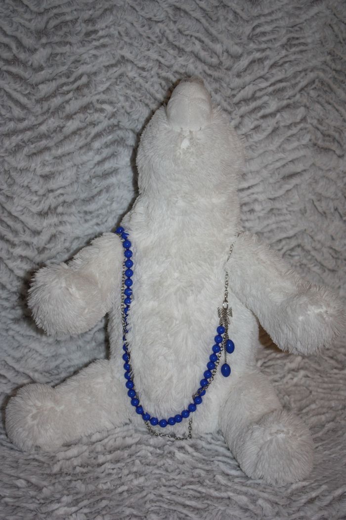 Collier sautoir métal et perles bleu - photo numéro 2