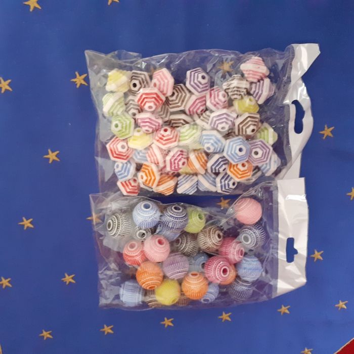 Lot 2 paquets Perles fantaisie  multicolores