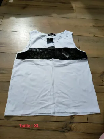 Débardeur blanc effet militaire taille XL
