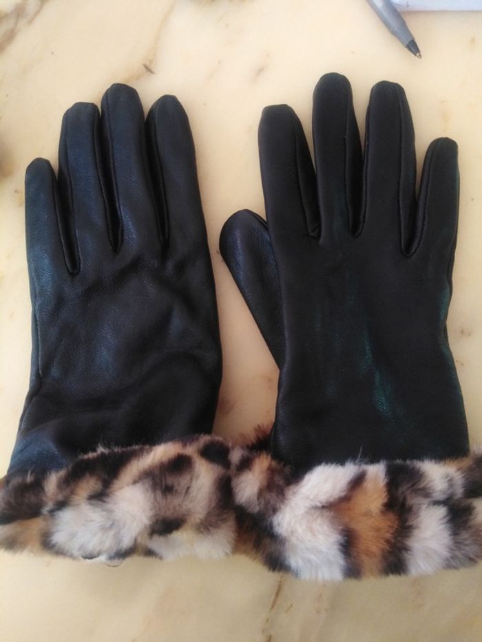 Gants cuir Camaieu