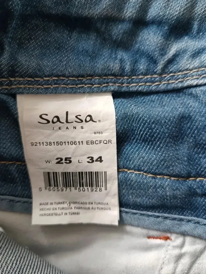 Jean vintage y2k SALSA look boyfriend effet destroy ,coupe straight fit ,taille basse ,100 % coton - photo numéro 13