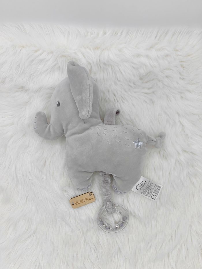 Doudou Peluche Éléphant musical Gris Argenté Mots D'enfants - photo numéro 5