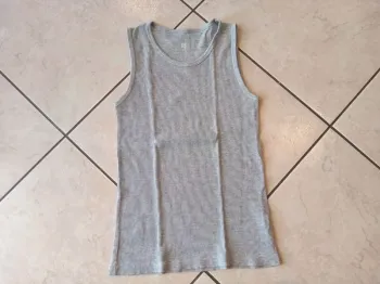 Débardeur côtelé gris garçon 12 ans