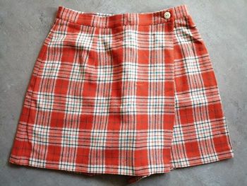 Jupe short à carreaux orange écru et noir Taille 38 Promod Neuve