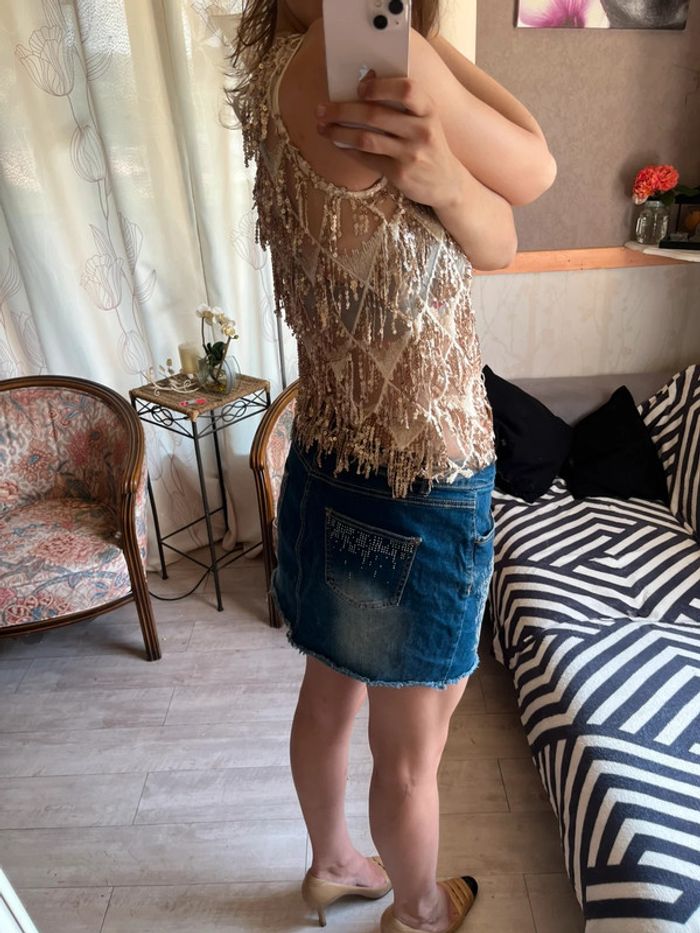 Tee-shirt sequins ibiza Summer vintage bohème champêtre - photo numéro 3