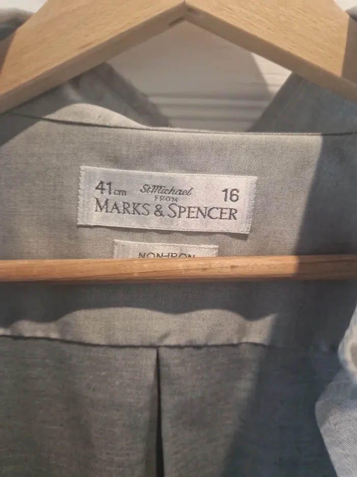 Chemise grise marks and spencer taille l tres bon etat coton - photo numéro 3