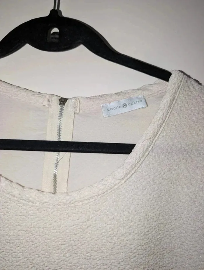 Tee-shirt femme crème col rond oversize taille M Cache-cache - photo numéro 2